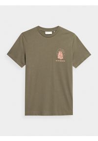 outhorn - T-shirt regular z nadrukiem męski Outhorn - khaki. Okazja: na co dzień. Kolor: wielokolorowy, brązowy, oliwkowy. Materiał: jersey, bawełna. Wzór: nadruk. Styl: casual
