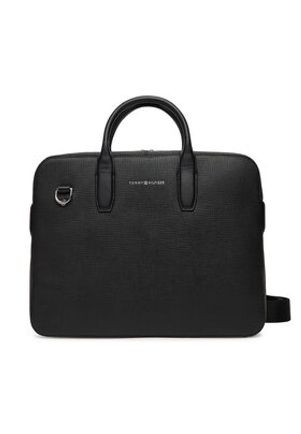 TOMMY HILFIGER - Tommy Hilfiger Torba na laptopa Th Business Leather Computer Bag AM0AM13642 Czarny. Kolor: czarny. Materiał: skóra