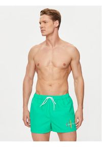 Calvin Klein Swimwear Szorty kąpielowe KM0KM01007 Zielony Regular Fit. Kolor: zielony. Materiał: syntetyk