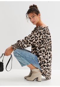 bonprix - Bluzka z dłuższym tyłem. Kolor: beżowy. Długość: długie #1