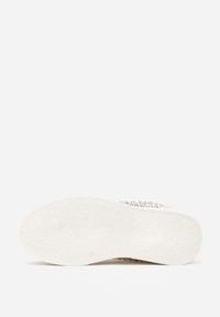 Renee - Beżowe Cyrkoniowe Sneakersy na Platformie Lilaela. Okazja: na co dzień. Kolor: beżowy. Materiał: jeans. Obcas: na platformie #4