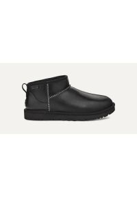 Ugg - Śniegowce męskie UGG Classic Ultra Mini Leather Regenerate Boot. Okazja: na plażę. Kolor: czarny. Materiał: materiał. Sezon: jesień, lato, zima. Styl: młodzieżowy #5