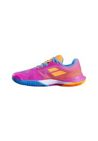 Buty tenisowe dziewczęce Babolat Jet Mach 3 clay Junior. Kolor: niebieski, różowy, wielokolorowy. Sport: tenis #1