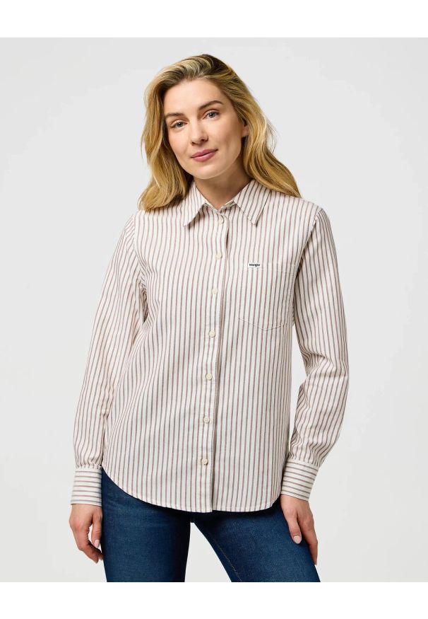 Wrangler - DAMSKA KOSZULA WRANGLER 1 PKT SHIRT COGNAC 112370777