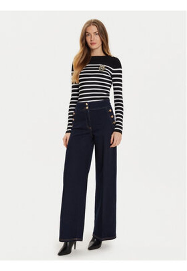 Morgan Sweter 242-MRAY Czarny Slim Fit. Kolor: czarny. Materiał: syntetyk