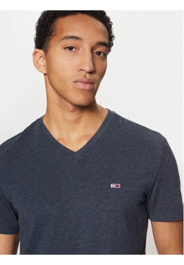 Tommy Jeans T-Shirt Jaspe DM0DM20364 Granatowy Slim Fit. Kolor: niebieski. Materiał: bawełna