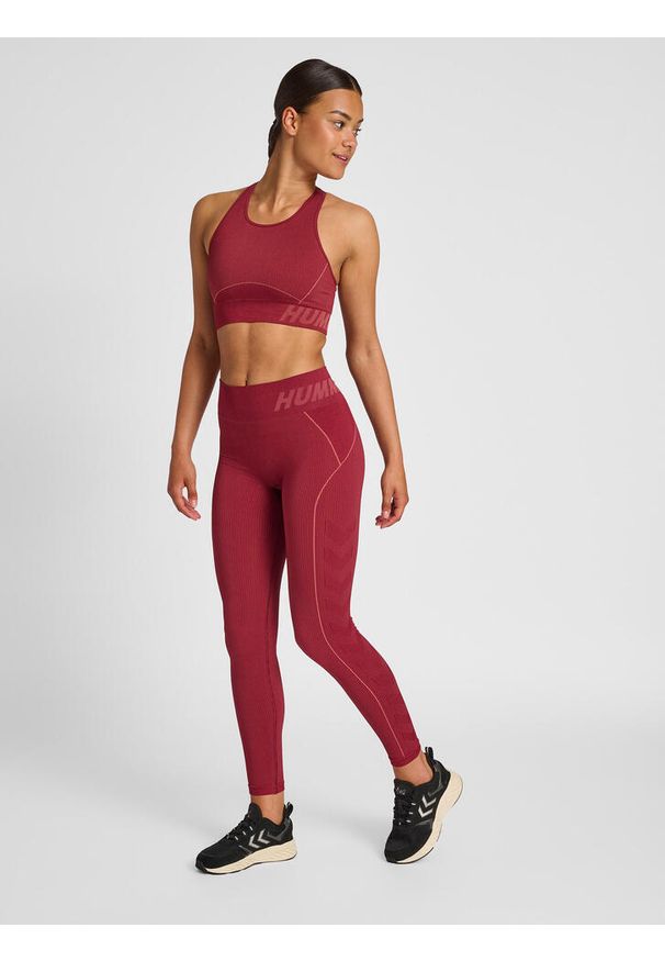Damski bezszwowy biustonosz sportowy Hummel Christel. Kolor: czerwony. Sport: fitness