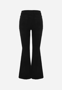 Renee - Czarne Jeansy Dzwony z Bawełną w Stylu Retro Peisimia. Kolekcja: plus size. Kolor: czarny. Długość: krótkie. Styl: retro #5