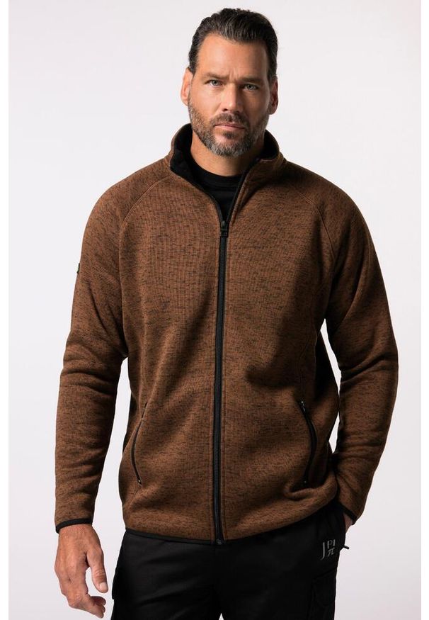 JAY-PI - Męska Bluza rozpinana z dzianiny i polaru. Kolekcja: plus size. Kolor: beżowy. Materiał: poliester, materiał. Sport: turystyka piesza