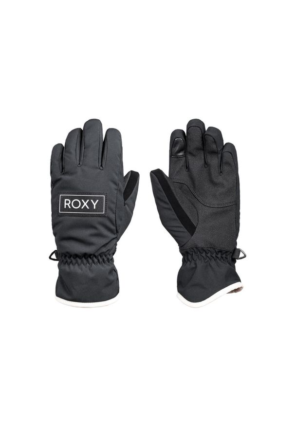 Roxy - Rękawice ocieplane dla Dziewczynki FRESHFIELD Czarny. Kolor: czarny, biały. Materiał: tkanina, skóra, poliester. Wzór: ze splotem. Sezon: zima. Sport: narciarstwo