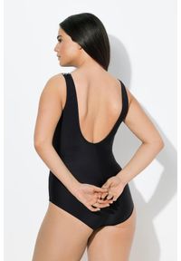 ULLA POPKEN - Damskie Kostium kąpielowy drapowanie miękkie miseczki. Kolekcja: plus size. Kolor: czarny. Materiał: materiał, elastan, poliamid