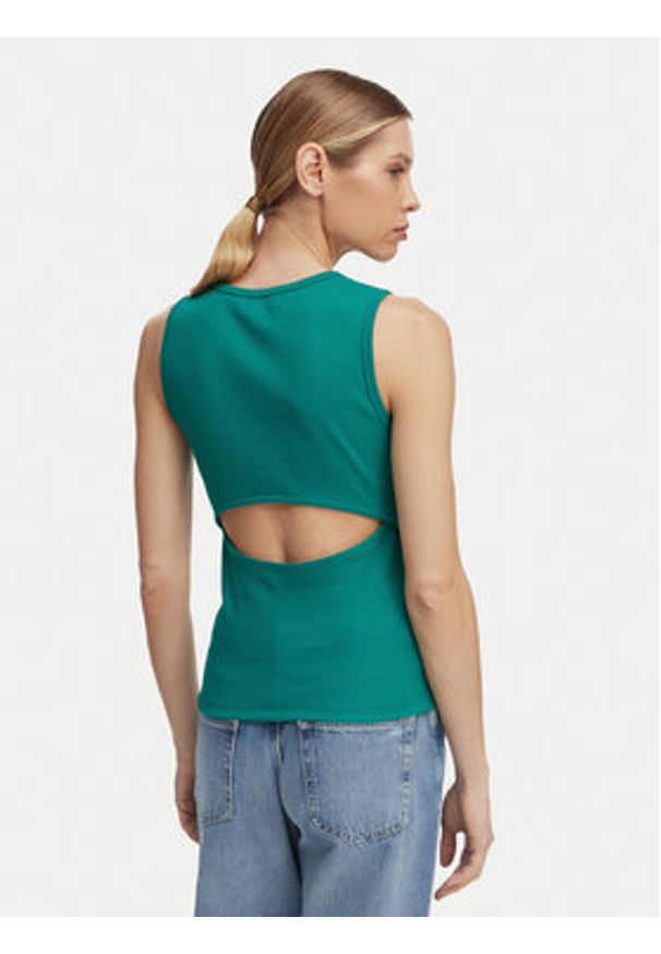 Calvin Klein Jeans Top LV047F246G Zielony ciemny Slim Fit. Kolor: zielony. Materiał: bawełna