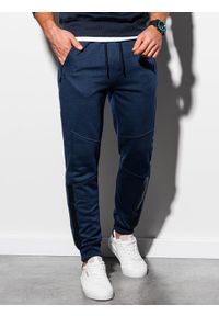 Ombre Clothing - Spodnie męskie dresowe joggery P920 - granatowe - XXL. Kolor: niebieski. Materiał: dresówka #4