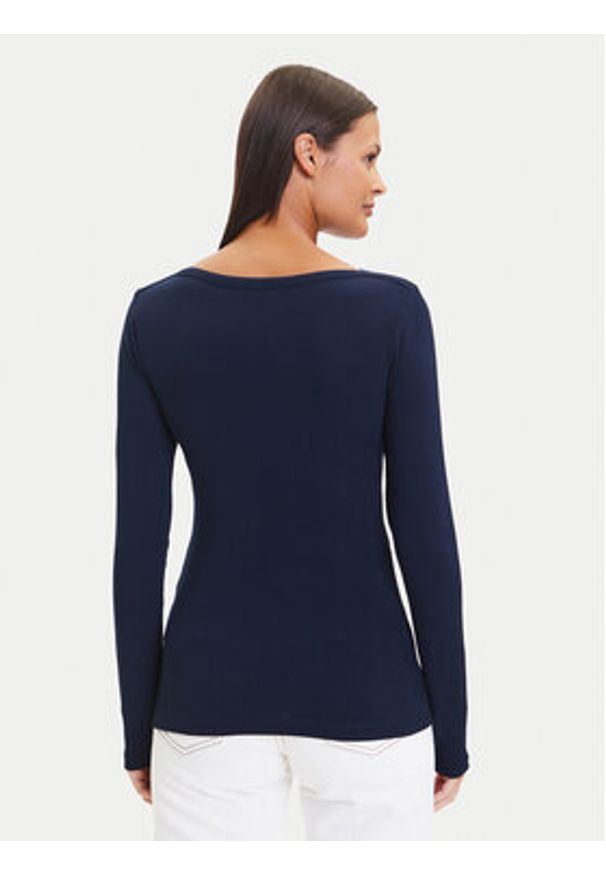 TOMMY HILFIGER - Tommy Hilfiger Bluzka WW0WW47309 Granatowy Slim Fit. Kolor: niebieski. Materiał: wiskoza