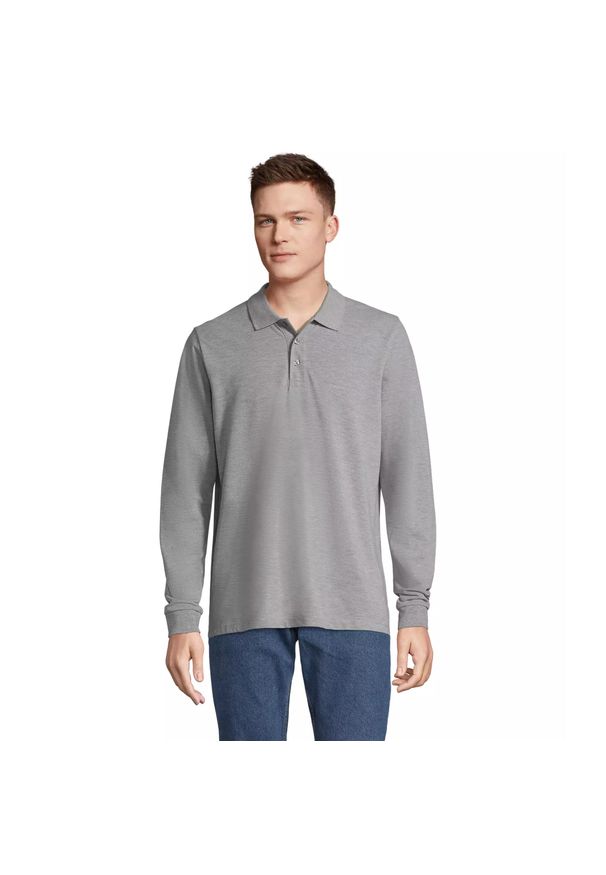SOL'S - Koszulka polo z długim rękawem Sol's Prime. Okazja: na co dzień. Typ kołnierza: polo. Kolor: szary. Długość rękawa: długi rękaw. Długość: długie. Styl: casual, elegancki