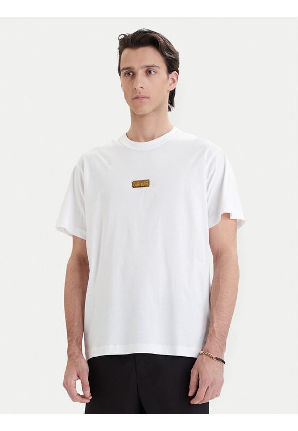 Versace Jeans Couture T-Shirt 80GAHT05 CJ00T Biały Regular Fit. Kolor: biały. Materiał: bawełna