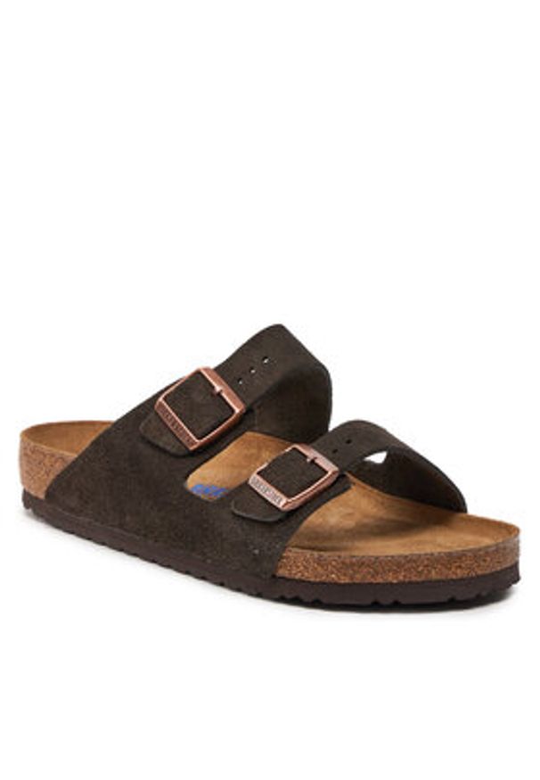 Birkenstock Klapki Arizona Bs 0951311 Brązowy. Kolor: brązowy. Materiał: skóra, zamsz