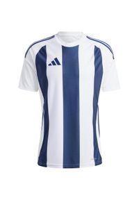 Adidas - Koszulka męska adidas Striped 24 Jersey. Kolor: biały, wielokolorowy, niebieski. Materiał: jersey