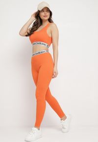 Born2be - Pomarańczowe Elastyczne Legginsy z Szeroką Gumą w Pasie Rindama. Kolor: pomarańczowy. Materiał: guma. Styl: sportowy #3