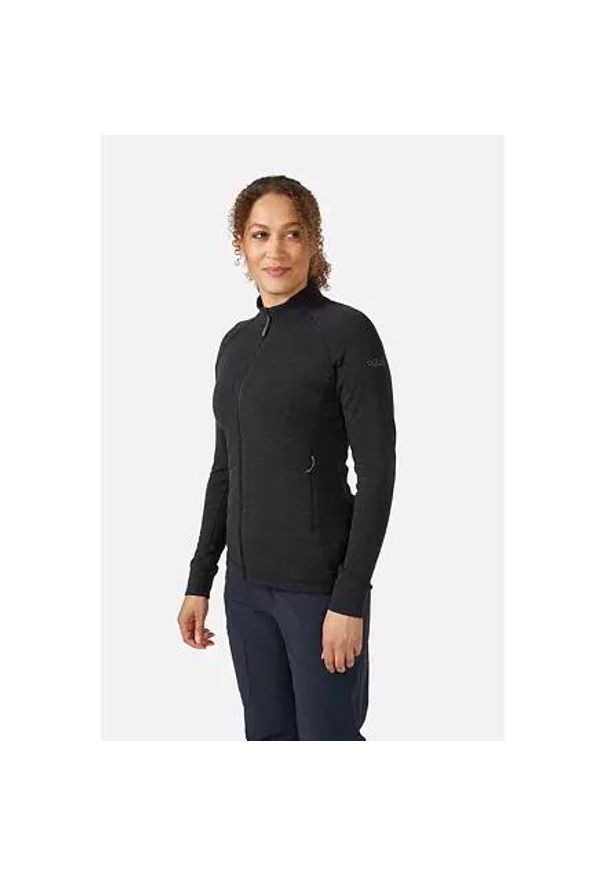 Bluza polarowa damska Rab Nexus Jacket rozpinana. Kolor: czarny. Materiał: polar. Sport: turystyka piesza