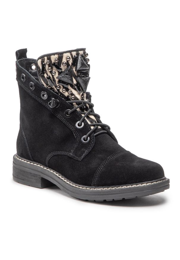Botki Alma En Pena - I22302 Combi Black. Kolor: czarny. Materiał: zamsz, skóra