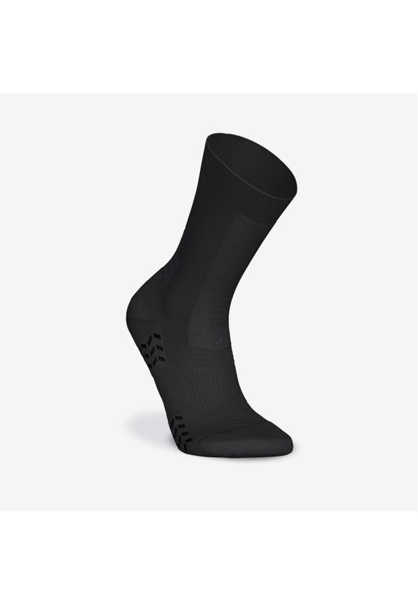 KIPSTA - Skarpety piłkarskie podwyższone Kipsta Viralto II MiD antypoślizgowe. Kolor: czarny. Materiał: elastan, poliamid. Wzór: ze splotem. Sport: piłka nożna