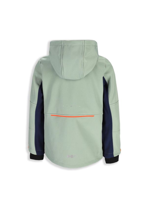 Kurtka turystyczna dla dzieci Lemon Explore WL5 wodoodporna softshell. Kolor: zielony. Materiał: poliester, elastan