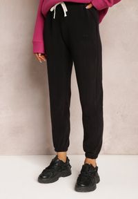 Renee - Czarne Dresowe Spodnie z Bawełny w Pasie Sznurek i Gumka Utella. Kolor: czarny. Materiał: bawełna, dresówka #5