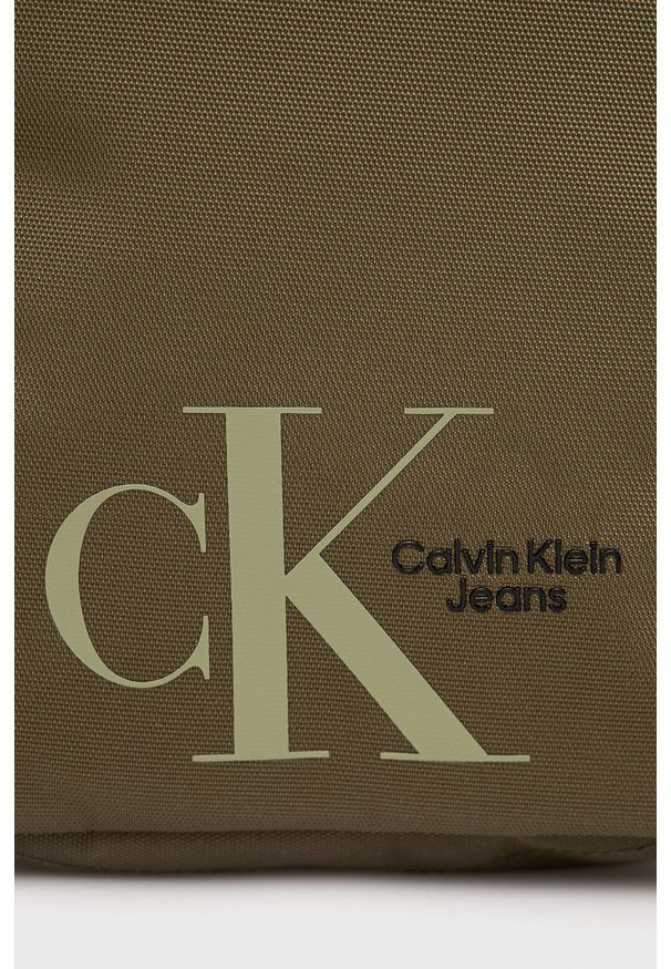 Calvin Klein Jeans saszetka kolor zielony. Kolor: zielony. Materiał: poliester. Wzór: nadruk