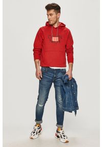 Calvin Klein - Bluza bawełniana. Okazja: na co dzień. Typ kołnierza: kaptur. Kolor: czerwony. Materiał: bawełna. Wzór: nadruk. Styl: casual #3