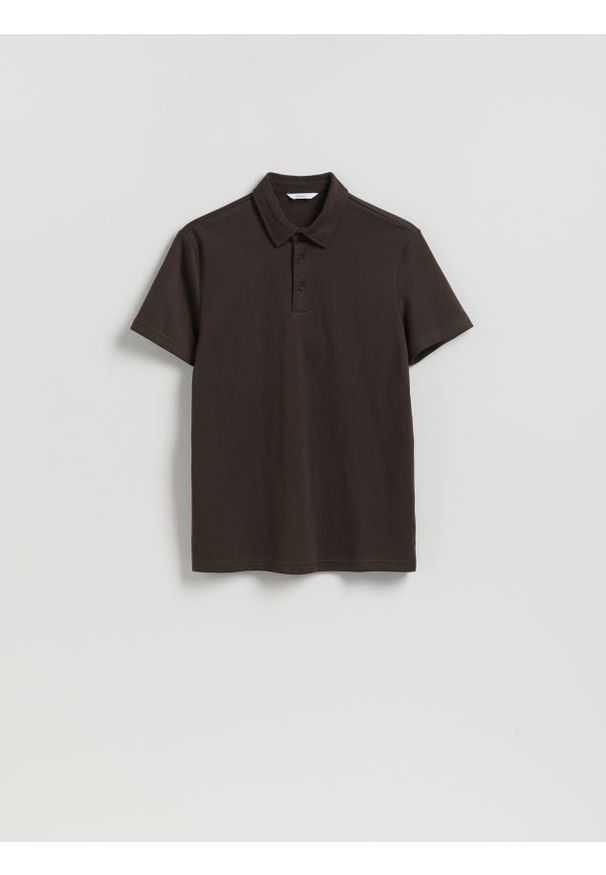 Reserved - Koszulka polo slim - ciemnobrązowy. Typ kołnierza: polo. Kolor: brązowy. Materiał: bawełna, dzianina
