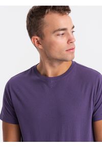 Ombre Clothing - Męski klasyczny bawełniany T-shirt BASIC - fioletowy V9 OM-TSBS-0146 - XXL. Kolor: fioletowy. Materiał: bawełna. Styl: klasyczny