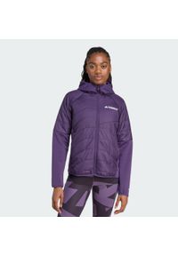 Adidas - Ocieplana hybrydowa kurtka z kapturem Terrex Multi CLIMAWARM. Typ kołnierza: kaptur. Kolor: fioletowy. Technologia: ClimaWarm (Adidas)