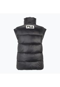 Fila - Bezrękawnik damski FILA Luzk Long Puffer Vest. Kolor: czarny. Długość rękawa: bez rękawów