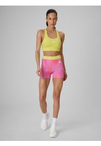 4f - 4F Legginsy krótkie treningowe damskie - koralowe M. Stan: podwyższony. Kolor: pomarańczowy. Materiał: materiał, skóra. Długość: krótkie. Sport: fitness #1