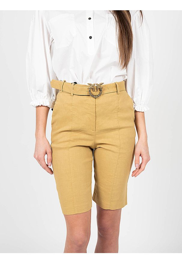 Pinko Spodenki Bellona | 1G17CW 7435 | Bellona | Kobieta | Beżowy. Okazja: na co dzień. Stan: podwyższony. Kolor: beżowy. Materiał: wiskoza, len, elastan. Styl: casual