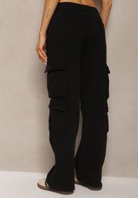 Renee - Czarne Spodnie Typu Bojówki z Bawełny High Waist z Kieszeniami Zefara. Stan: podwyższony. Kolor: czarny. Materiał: bawełna #2