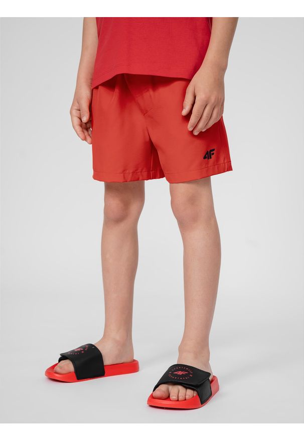 4f - 4F Spodenki kąpielowe boardshorty chłopięce 164 (13-14 lat). Okazja: na plażę. Kolor: czerwony. Materiał: tkanina, elastan, włókno. Sezon: lato