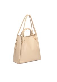 Kazar - Skórzana torebka z metalowymi rączkami. Kolor: beżowy. Materiał: skórzane. Styl: elegancki. Rodzaj torebki: na ramię #9
