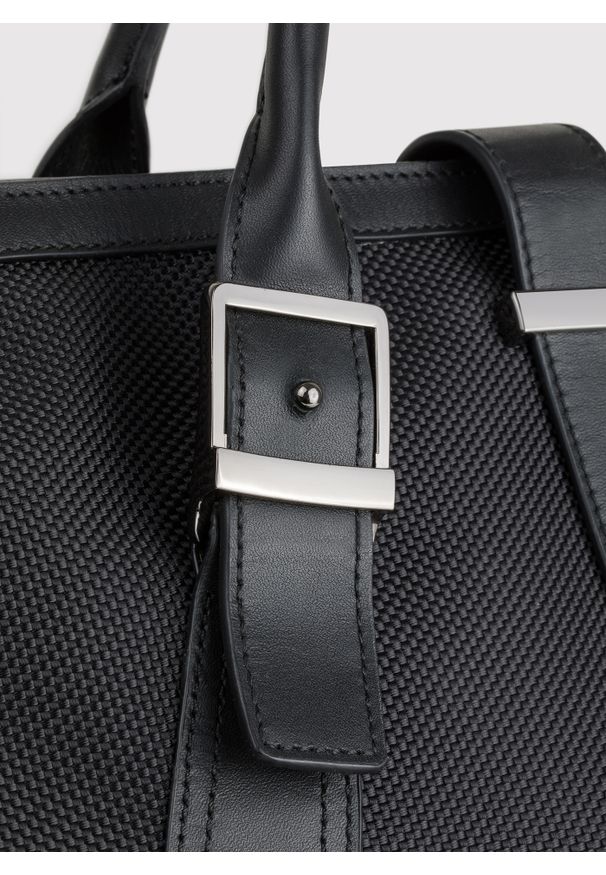 Pako Lorente - PAKO LORENTE – Czarna torba męska. Kolor: czarny. Materiał: poliester, skóra, nylon