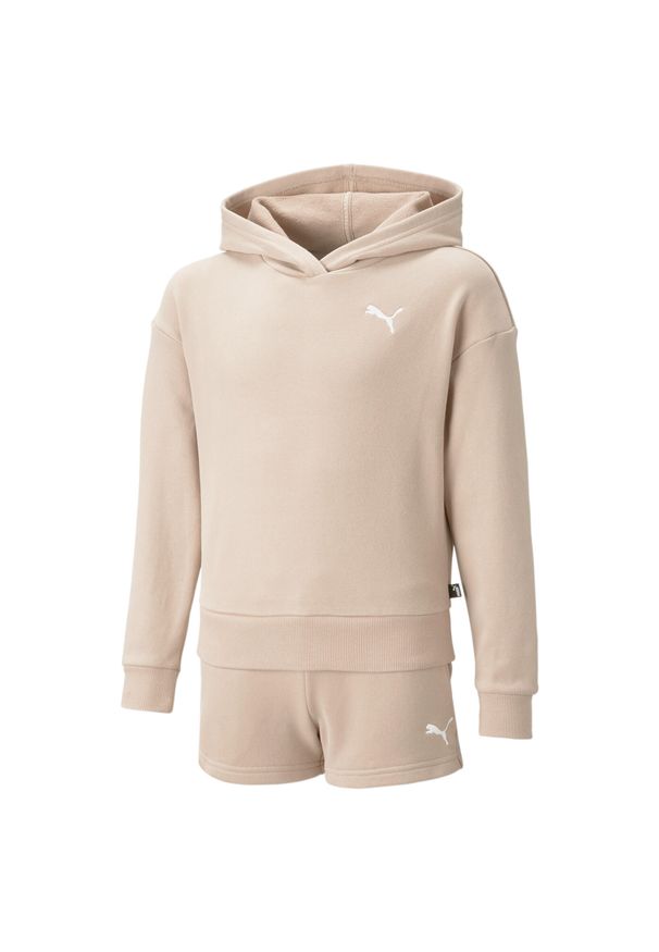 Dres dla dzieci Puma Loungewear Short Suit G. Okazja: na uczelnię. Kolor: różowy. Materiał: dresówka. Styl: sportowy