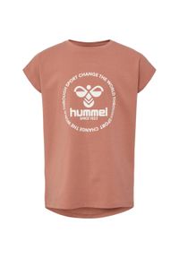 Koszulka dla dziewczynki Hummel Jumpy. Kolor: brązowy. Materiał: jersey, materiał. Sport: joga i pilates