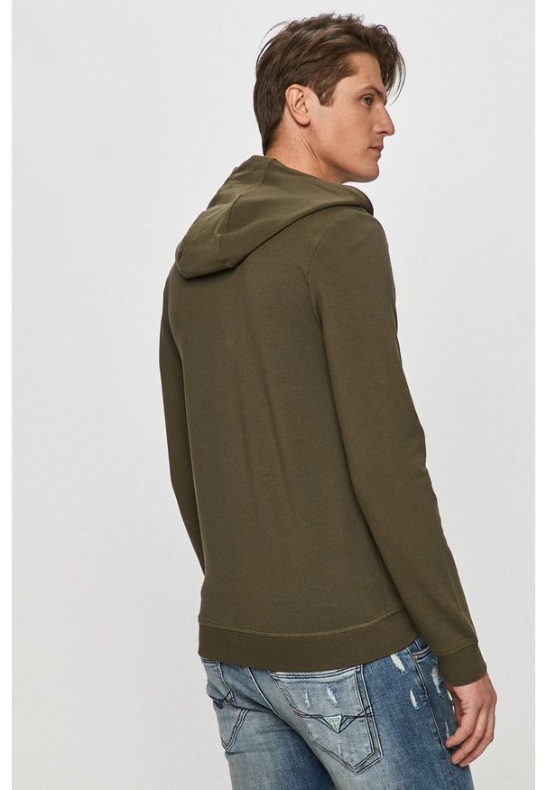 Guess - Bluza. Okazja: na co dzień. Typ kołnierza: kaptur. Kolor: zielony. Wzór: aplikacja. Styl: casual