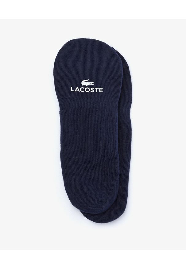 Lacoste - LACOSTE - Granatowe bawełniane stopki. Kolor: niebieski. Materiał: bawełna. Wzór: napisy