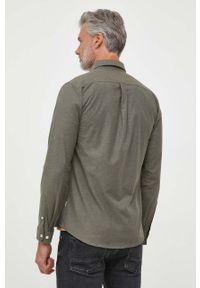 Lindbergh koszula męska kolor zielony slim z kołnierzykiem button-down. Typ kołnierza: button down. Kolor: zielony. Materiał: tkanina, bawełna, materiał. Wzór: gładki #2