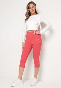 Born2be - Różowe Spodnie 3/4 z Elastyczną Gumką w Pasie i Suwakami Leazira. Okazja: na co dzień. Kolor: różowy. Styl: casual, elegancki #5