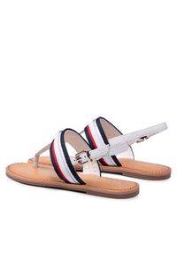 TOMMY HILFIGER - Tommy Hilfiger Sandały Corporate Webbing Flat Sandal FW0FW06232 Biały. Kolor: biały. Materiał: skóra