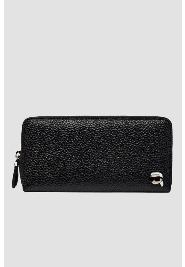 Karl Lagerfeld - KARL LAGERFELD Czarny portfel Ikon Pebble Pin Cont. Kolor: czarny. Materiał: skóra ekologiczna