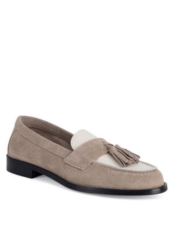 Gino Rossi Loafersy ELISA-E25-26390 Beżowy. Kolor: beżowy. Materiał: zamsz, skóra
