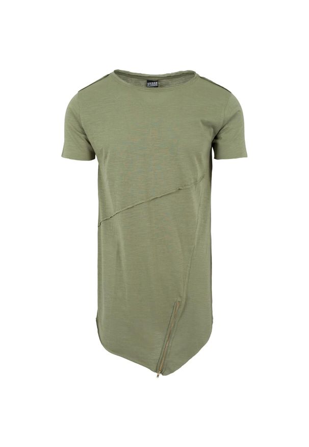 Urban Classics - Męska Koszulka Z Długim Rękawem Zapinana Z Przodu Na Zamek Błyskawiczny. Kolor: zielony. Długość rękawa: długi rękaw. Długość: długie. Sport: turystyka piesza